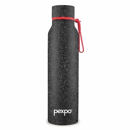 Pexpo Stainless Steel Vacuum Insulated Flask, 850 ml, Black | Bosco | Portable, Durable & Keeps Drinks Hot/Cold for 24 Hours