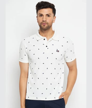 First Krush Pack of 1 Cotton Regular Fit Printed Half Sleeves Men's Polo T Shirt ( White )