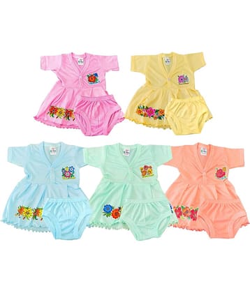 Drako Cotton Blend Frock For Baby Girls ( Pack of 5 , Multicolor )