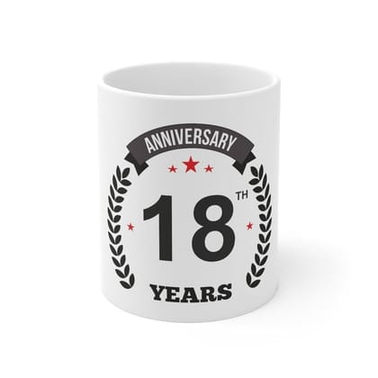 DARSHANS Ceramic 18th Anniversary Printed Coffee Mug (Color: White, Capacity:330ml)
