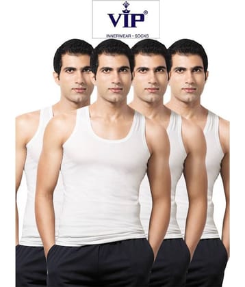 VIP White Sleeveless Vests Pack of 4