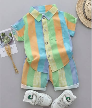 Ocvito Pack of 1 Boys Cotton Shirt & Shorts Set ( Beige )