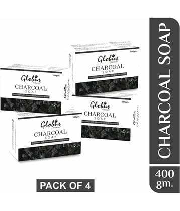 Globus Naturals Charcoal Soap Enriched with Almond oil and Glycerine Bathing Bar 100 g (Pack of 4)