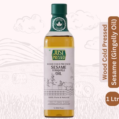 Just Pressed Cold Pressed Sesame (Gingelly) Oil 1 litre  (Cold Pressed - Extracted on Wooden Churner) Edible Gingelly Oil/ Til Oil | Kolhu/ Kacchi Ghani/ Chekku