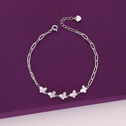 Strand of Butterflies Zircon Casual Silver Bracelet-None / Silver