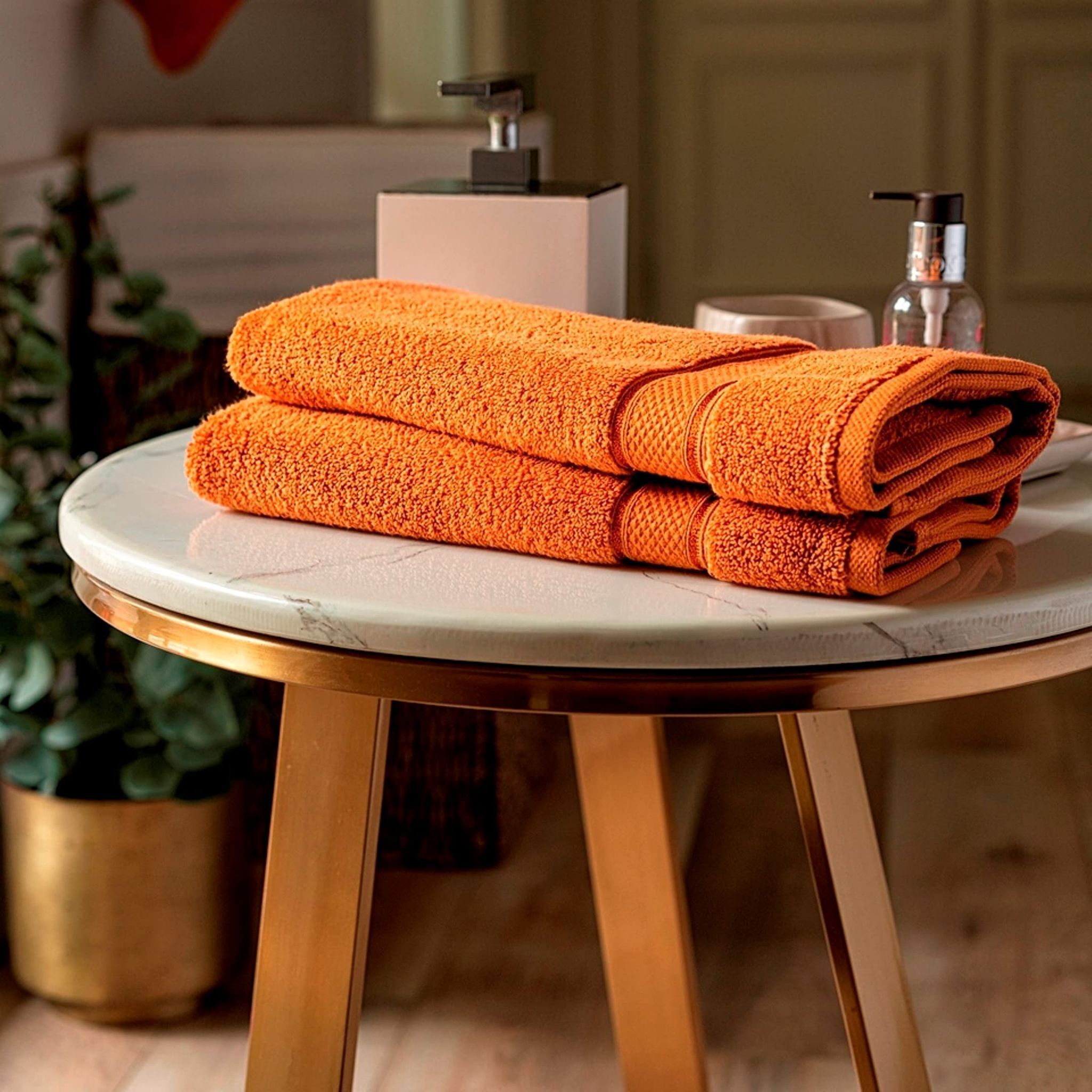 DDECOR - Crest Collection 100% Cotton Bomboo   650TC Hand Towel |40 CM X 60 CM| - Orange