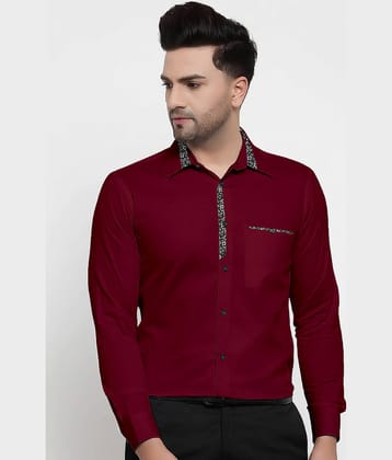 WEBRIC Cotton Blend Regular Fit Full Sleeves Men's Formal Shirt - Maroon ( Pack of 1 )