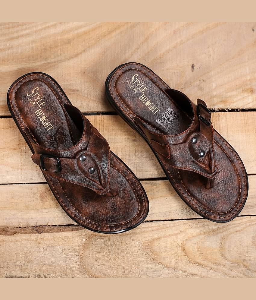 Style Height Tan Men's Leather Slipper