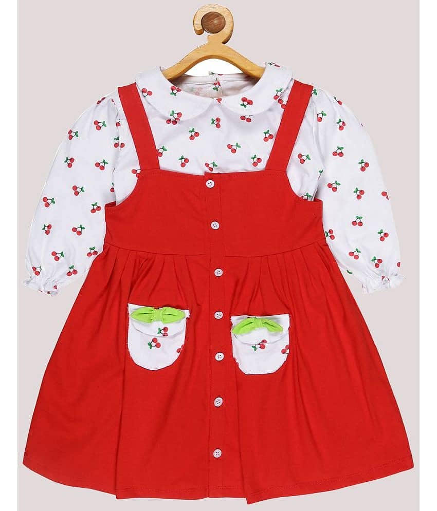 Babeezworld Cotton Dungarees For Girls ( Pack of 1 , Red )