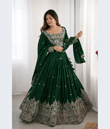 piludi Women's Silk Blends Unstitched Flared Lehenga Choli