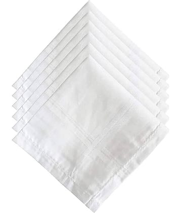 Penyan™ Mens Cotton Handerkerchief Hanky Rumal White Color with Self Design, Full size, Pack of 6