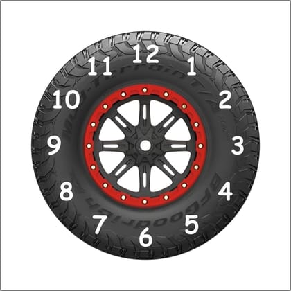 The Magical Gifts Car Tire Wall Clock ? Unique Wheel Rim Design Gift for Car Lovers Boys Men Garage Decor Auto Enthusiasts Mechanic Room Accessory Silent Cool Clock (12 INCH)
