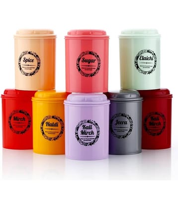 analog kichenware Tea/Masala/Condiment Plastic Multicolor Spice Container ( Set of 8 )