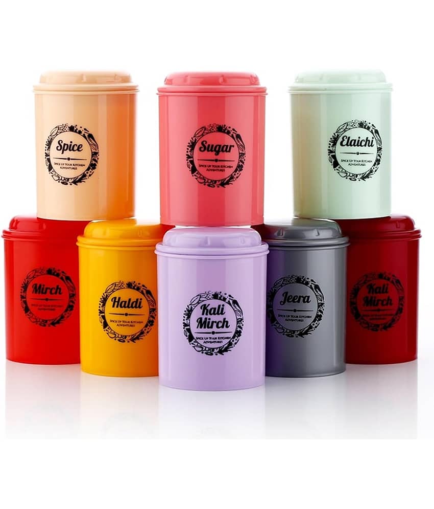 analog kichenware Tea/Masala/Condiment Plastic Multicolor Spice Container ( Set of 8 )