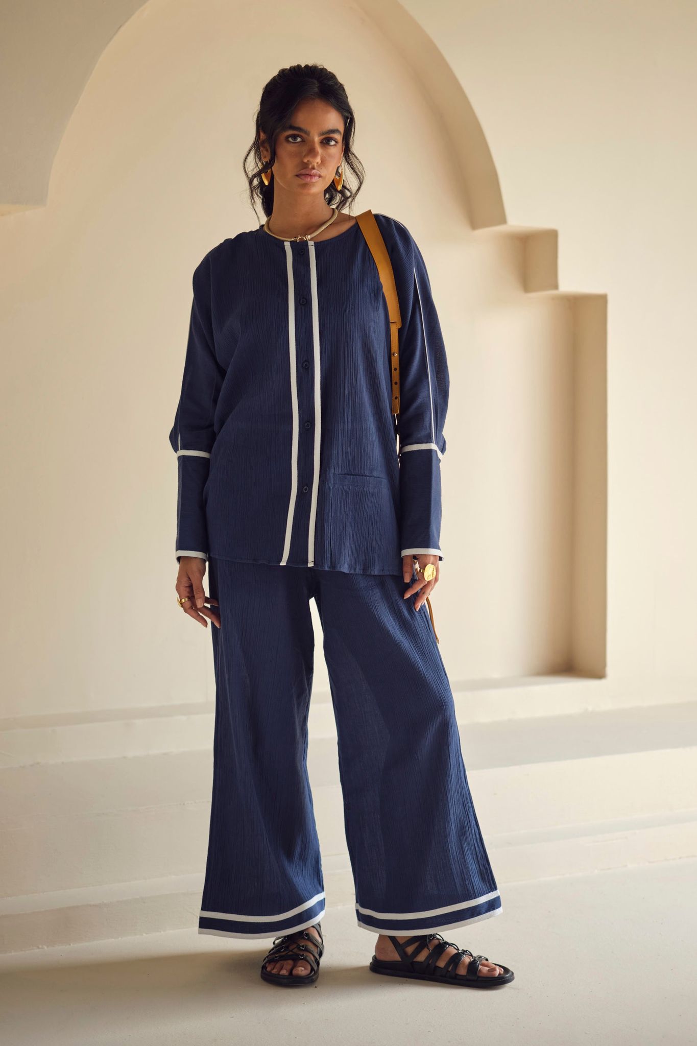 SAILOR CRUSHED COTTON SET-NAVY-XS / XS