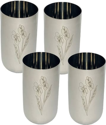 A & H ENTERPRISES - Daily Use Water Steel Glasses Set 300 ml ( Pack of 4 )