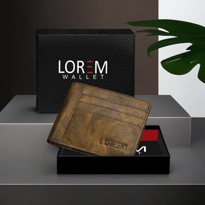 LOREM Out Side Card Slot Bi-Fold Faux Leather 6 ATM Card Slots Wallet for Men-UF