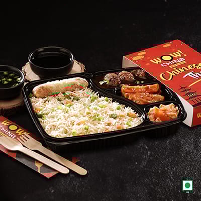Veg Thali - Veg Fried Rice With Veg Manchurian