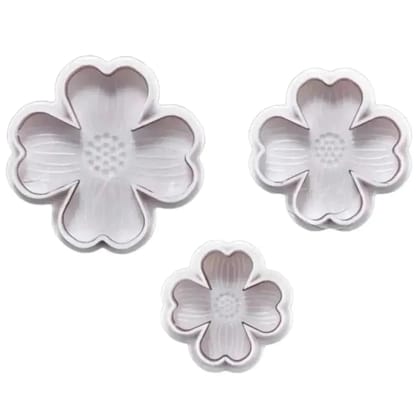 3 PCs Set Four Petal Flower Plunger Cutter