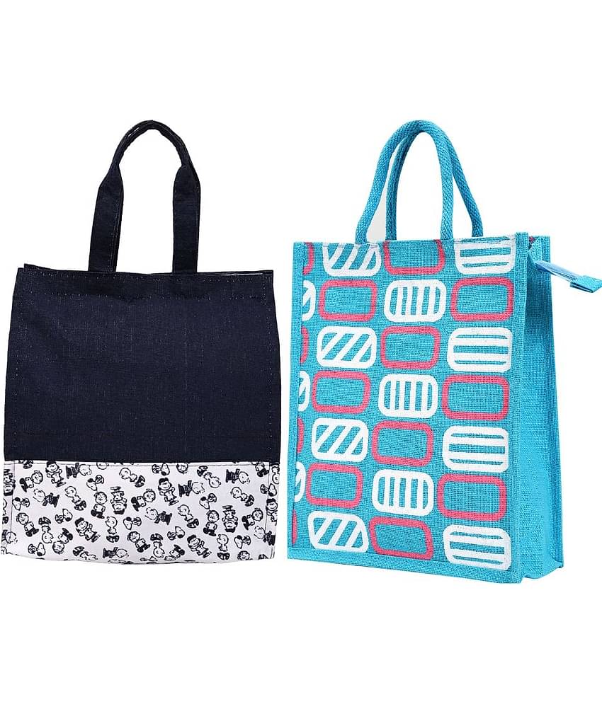 ENSAC Navy Blue Jute Lunch Bag Pack of 2