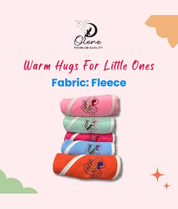 OLENE Multi-Colour Fleece Baby Blanket ( Pack of 5 )