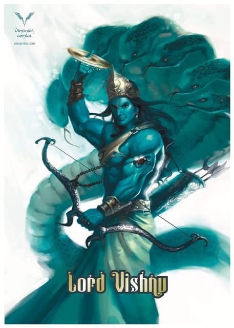 Vimanika Comics Lord Vishnu Printed Poster Pack of 1 Pcs