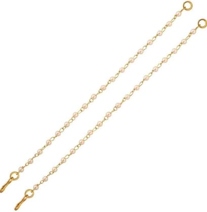 Gold Plated Ear Chain Traditional White Pearl Kaan Chain