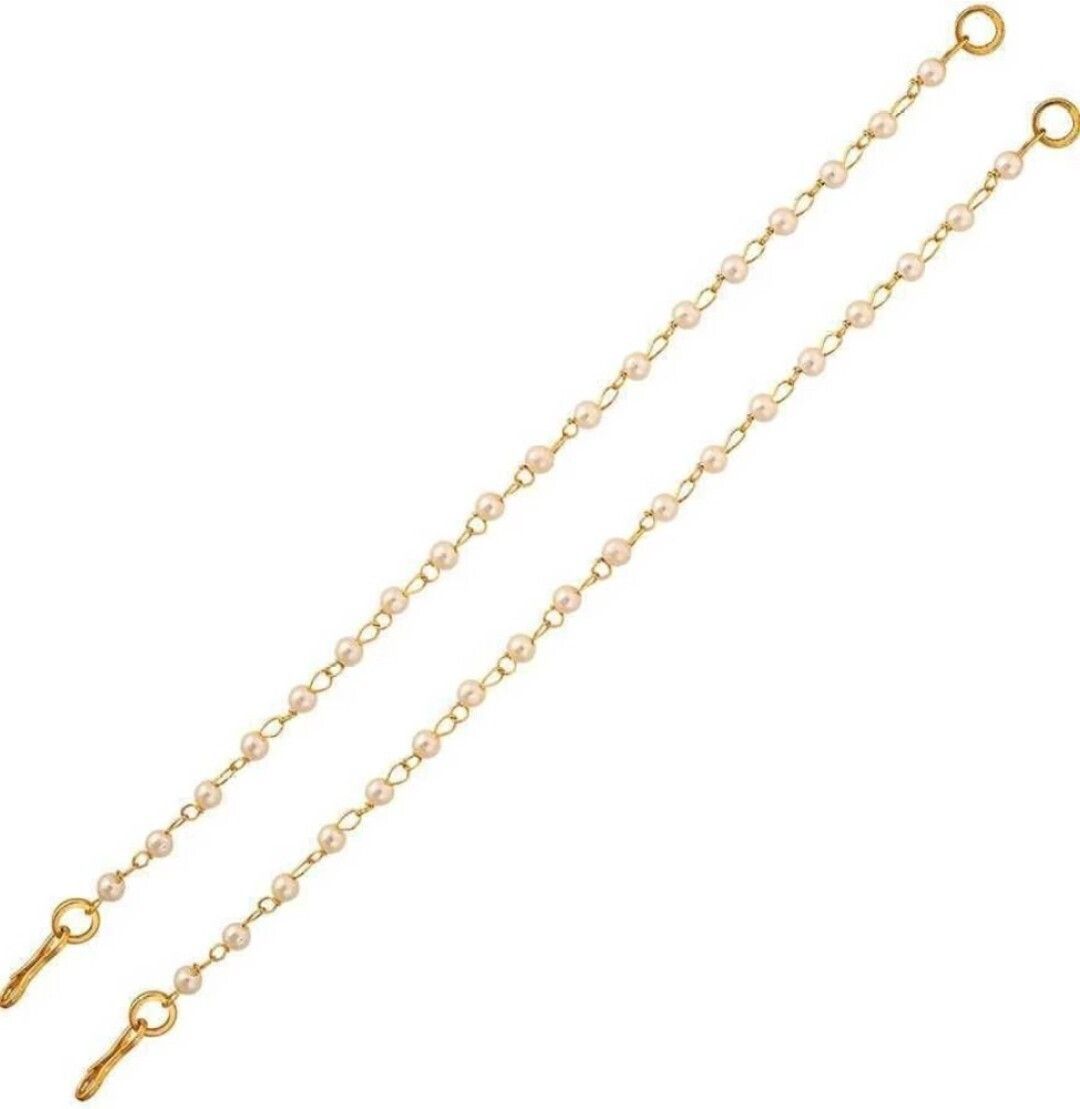 Gold Plated Ear Chain Traditional White Pearl Kaan Chain