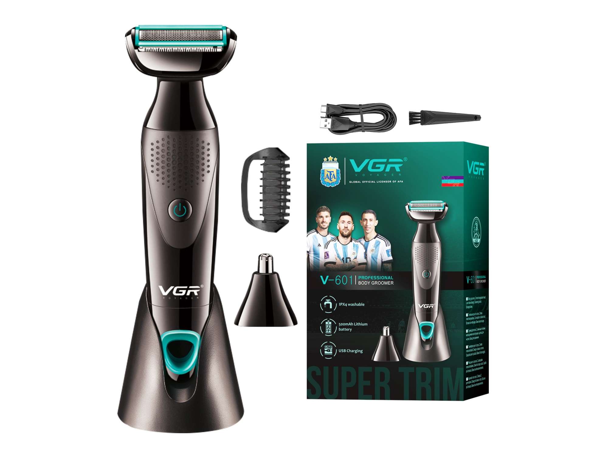 VGR V-601 Professional Body Groomer 90 min Runtime 1 Length Settings (Black)