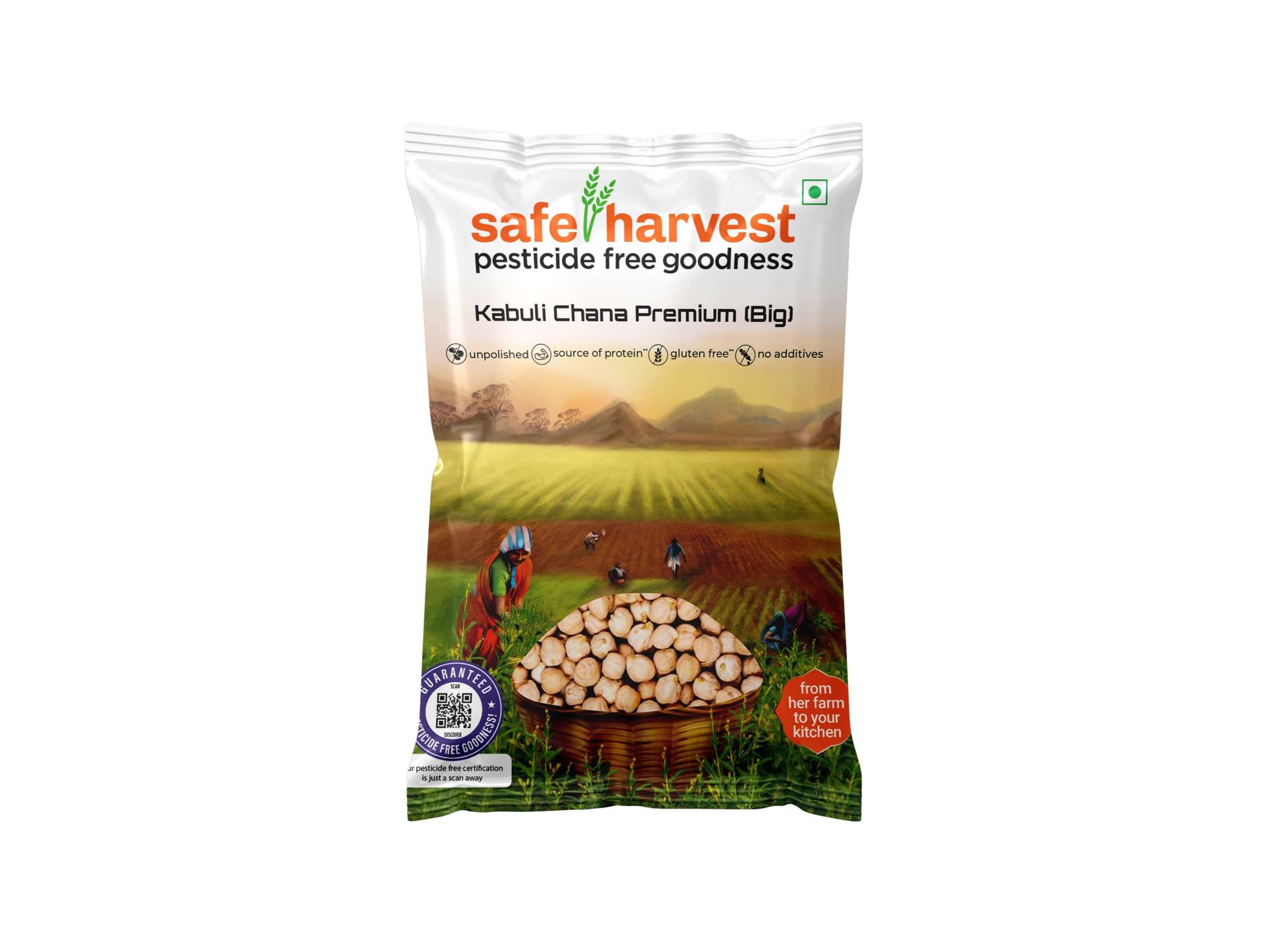 Safe Harvest Pesticide Free Kabuli Chana Premium (Big) 500g
