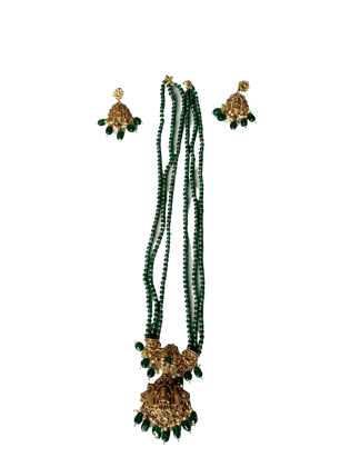 Green Beads Necklace Earrings Set