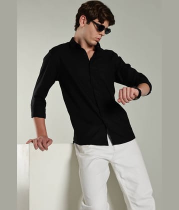 Paul Street Linen Slim Fit Striped Full Sleeves Men's Casual Shirt - Black ( Pack of 1 )