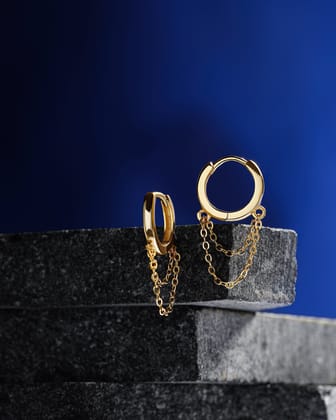 Chain Dangle Hoop - 18K Gold Plated-18k Gold Plated / pair