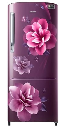 Samsung 183 L, 3 Star, Digital Inverter, Direct-Cool Single Door Refrigerator (RR20C1723CR/HL, Red, Camellia Purple, 2023 Model)