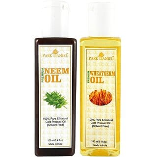 PARK DANIEL Organic Neem oil and Wheatgerm oil - Natural &amp; Undiluted combo of 2 bottles of 100 ml (200ml) (200 ml)