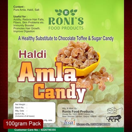 Roni's Haldi Amla Candy (100g) | Turmeric Infused Indian Gooseberry | Immunity Boosting Snack | Anti-Inflammatory Properties