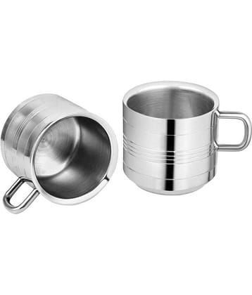 Dynore - Steel Double Walled Tea Cup 130 ml ( Pack of 2 )