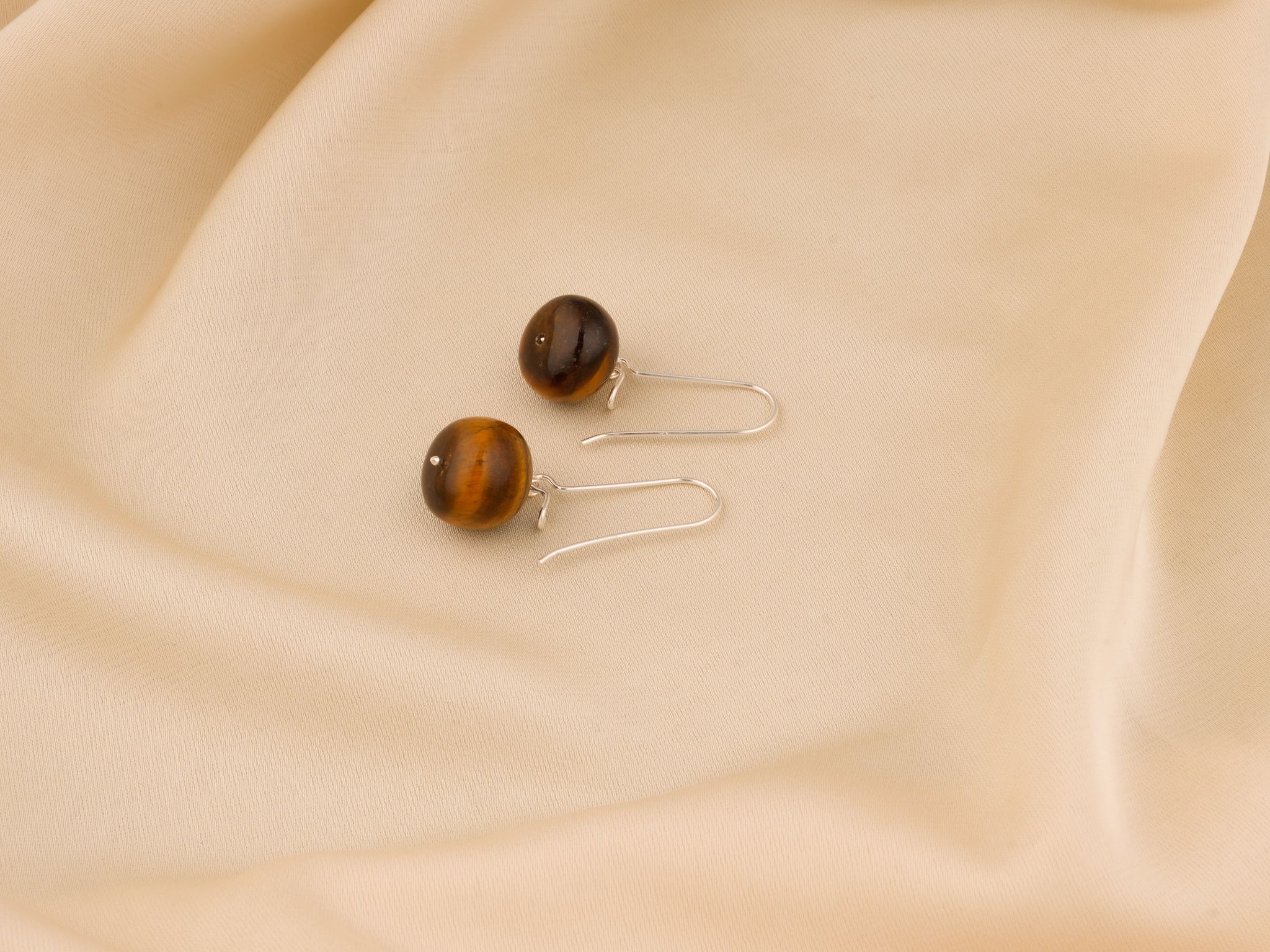 Tiger Stone Silver Danglers