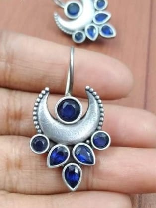 Dazzling Hook Earrings with Sparkling Stones for Daily Wear | Sarichka-Blue