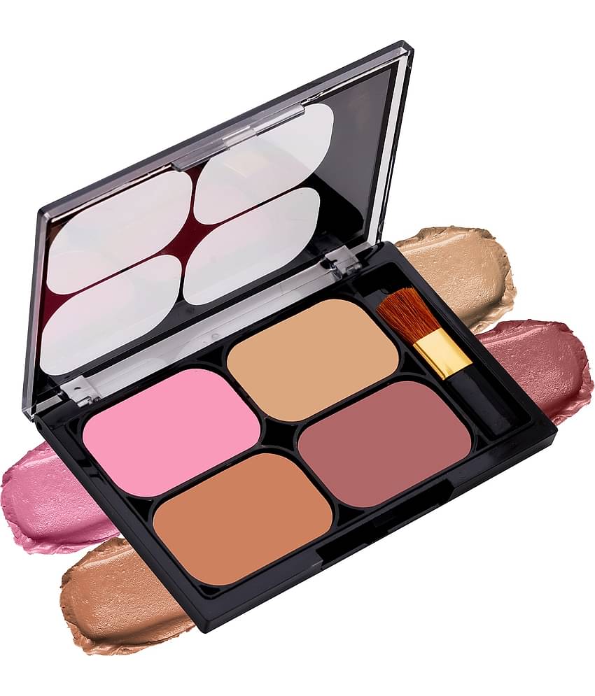 Colors Queen Blush and Highlighter Palette for Face Makeup with Brush (Multicolor - 02)
