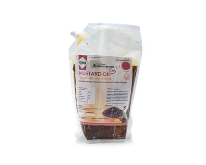 Tona Organic Cold Pressed Lite Mustard Oil (Spout Packet), 1 L