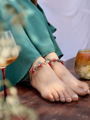 Rahat Multicolored Anklets- Pair of 2-Multicolored