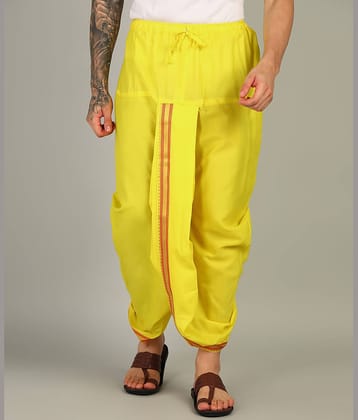 Shyam Handloom Silk Men's Dhoti Yellow ( Pack of 1 )