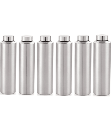 Visaxmi Stainless Steel 1 Liter Water Bottle Silver Fridge Water Bottle 1000 mL ( Set of 6 )