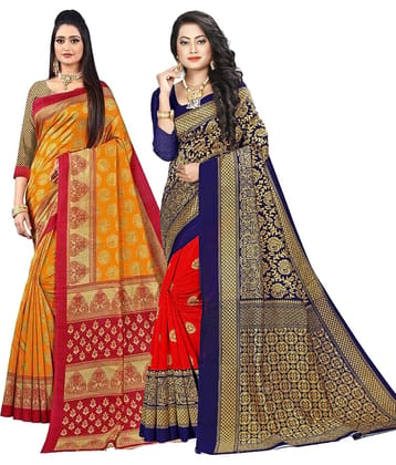 Kanooda Prints Art Silk Printed Saree With Unstitched Blouse Piece ( Pink )