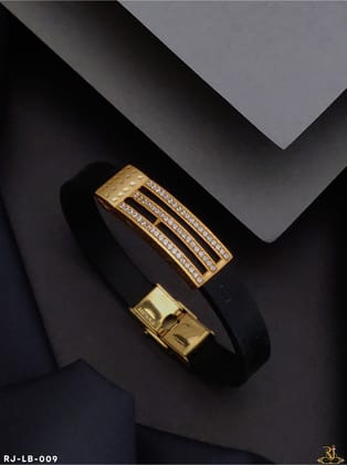 Micro Gold Plated with Diamond Darjeeling Design Bracelet for Men -LB-009-Fixed