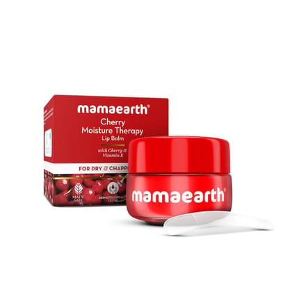 Mamaearth Cherry Moisture Therapy Lip Balm for Dry & Chapped Lips- 15 g | Heals, Brightens|Sheer Red Tint| Coconut Oil, Shea Butter, Cherry, Vitamin E, Ceramides, Kojic Acid | 100% Free of Petroleum Jelly Mamaearth Cherry Moisture Therapy Lip Balm for Dr
