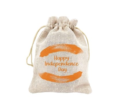 IVARIAN - Jute Potli Bag, Festival Gifting Bag, Return Gifting Bag (10x14cm set of 25, Happy Independence Day)