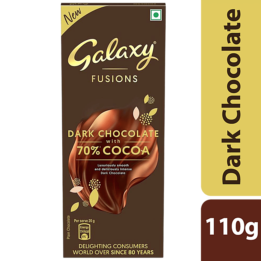 Galaxy Fusions Dark Chocolate Bar - Silky & Smooth, With 70% Cocoa, 110 g