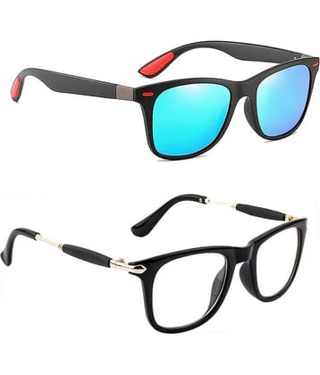 Elligator Black Rectangular Sunglasses ( Pack of 2 )